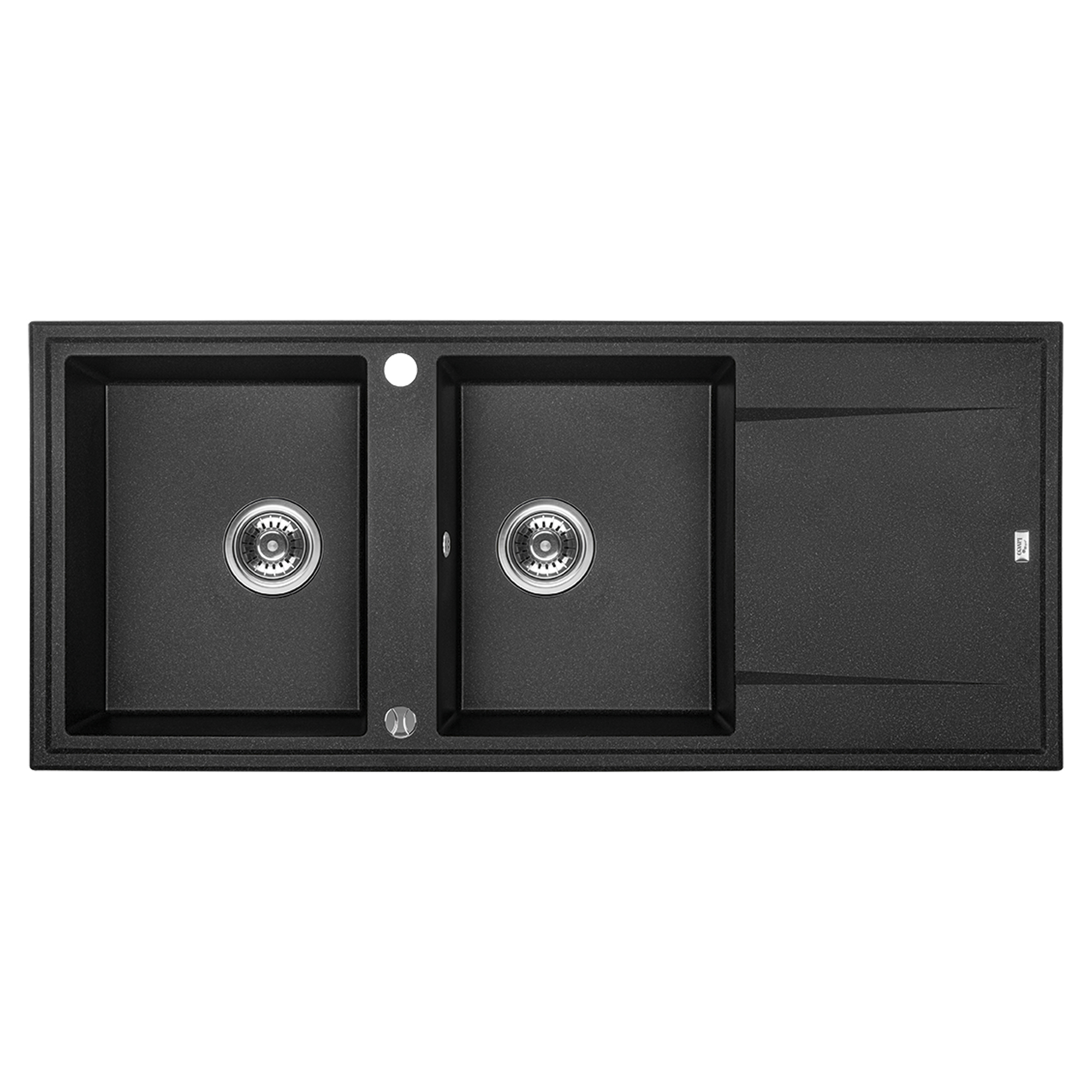Granitt Kjøkkenvask Brenca Svart Matt 116x50 cm med Vannlås