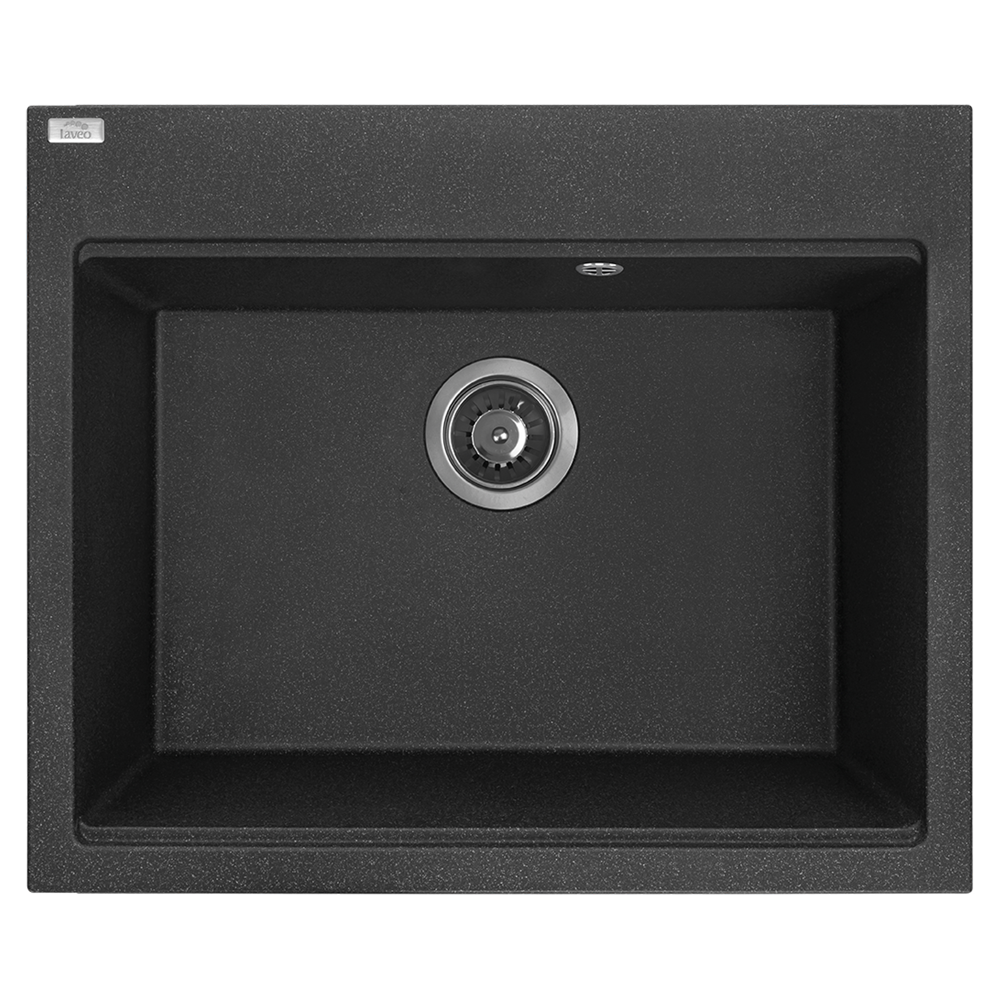Granitt Kjøkkenvask Casaen Svart Matt 60x50 cm med Vannlås