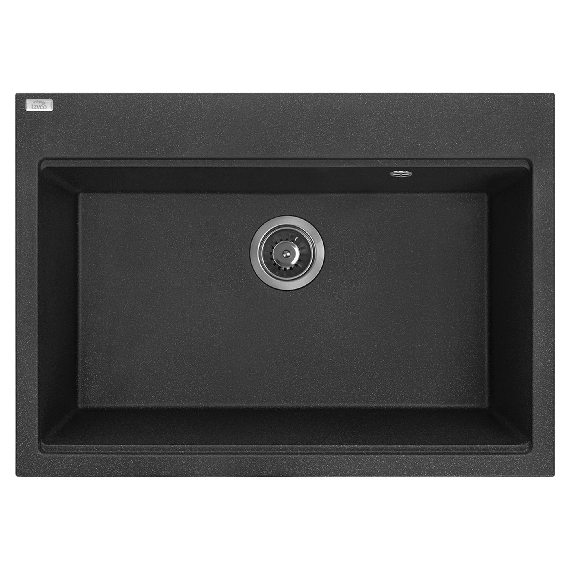 Granitt Kjøkkenvask Casaen Svart Matt 70x50 cm med Vannlås