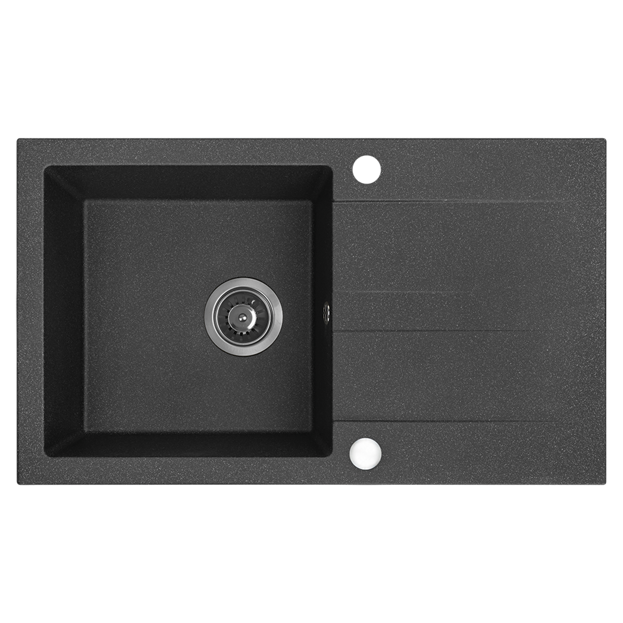 Granitt Kjøkkenvask Elmora Svart Matt 76x44 cm med Vannlås
