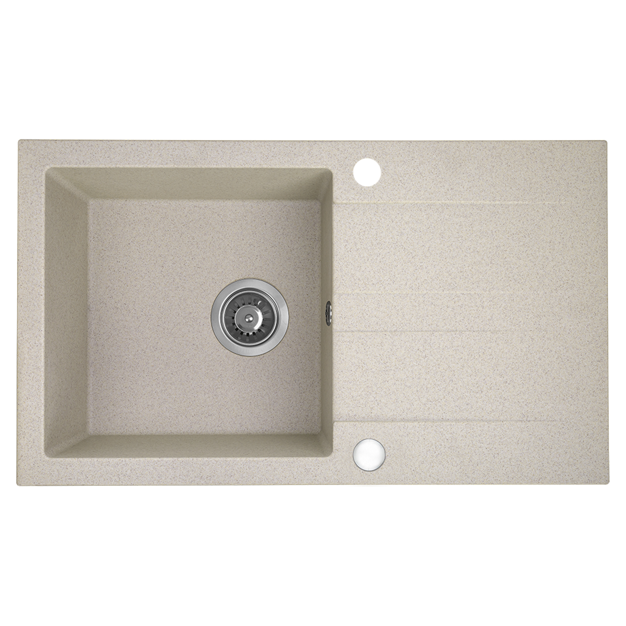 Granitt Kjøkkenvask Elmora Beige Matt 76x44 cm med Vannlås