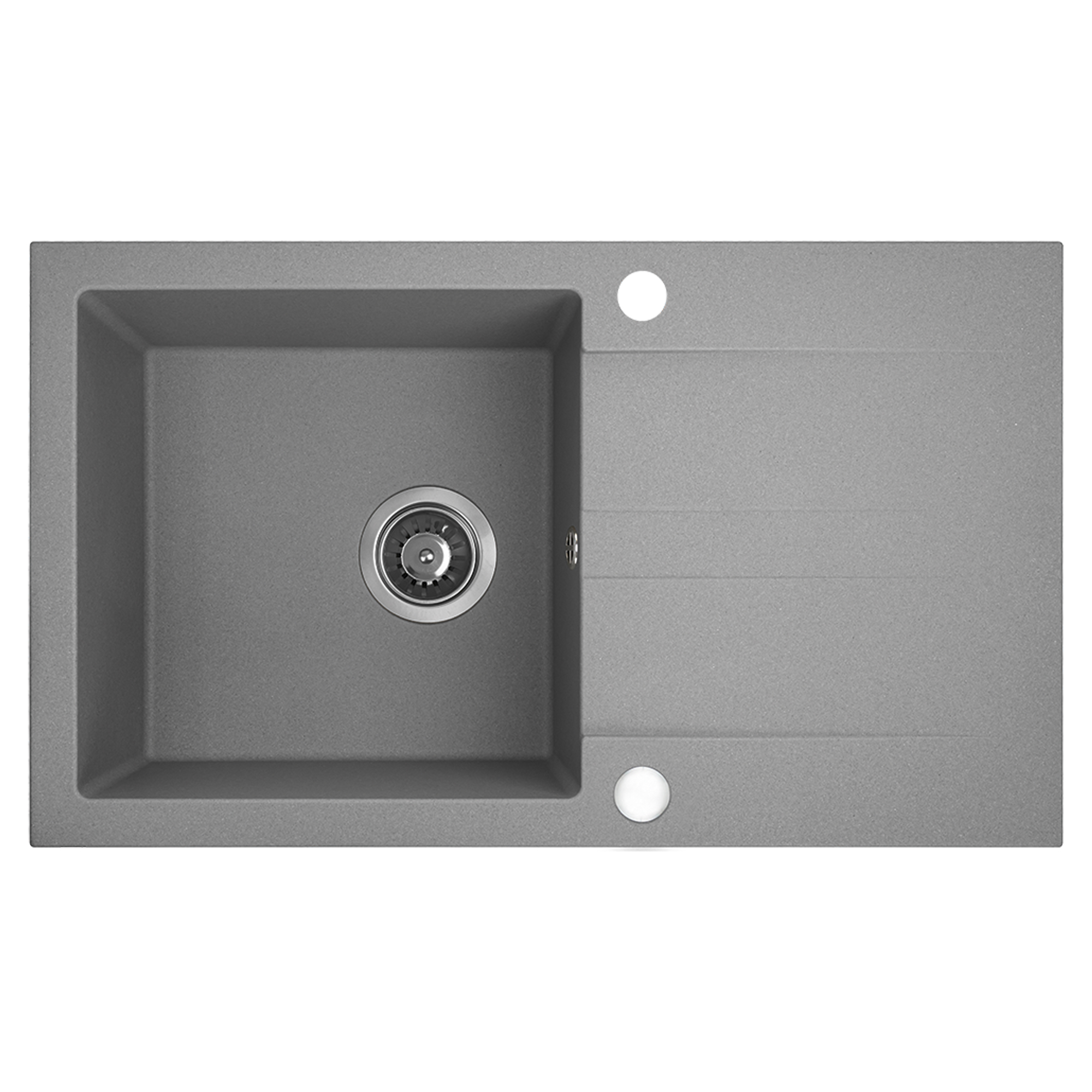 Granitt Kjøkkenvask Elmora Grå Matt 76x44 cm med Vannlås