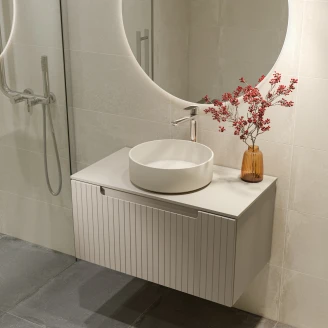 Servantskap <strong>Ribb</strong>  Beige Matt 80 cm med Beige Bänkskiva