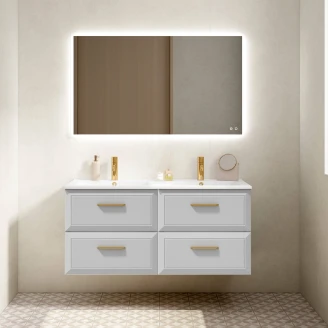 Dobbelt Servantskap Gold <strong>Tandem</strong>  Hvit 120 cm med Servant Hvit Blank