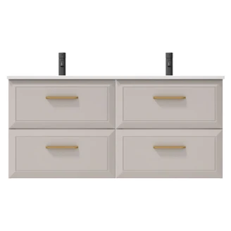 Dobbelt Servantskap Gold <strong>Tandem</strong>  Beige 120 cm med Servant Hvit Blank