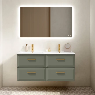 Dobbelt Servantskap Gold <strong>Tandem</strong>  Grønn 120 cm med Servant Hvit Blank
