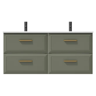 Dobbelt Servantskap Gold <strong>Tandem</strong>  Grønn 120 cm med Servant Hvit Blank