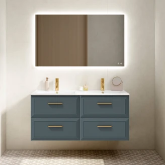 Dobbelt Servantskap Gold <strong>Tandem</strong>  Blå 120 cm med Servant Hvit Blank