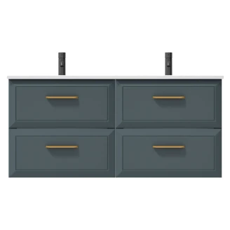 Dobbelt Servantskap Gold <strong>Tandem</strong>  Blå 120 cm med Servant Hvit Blank
