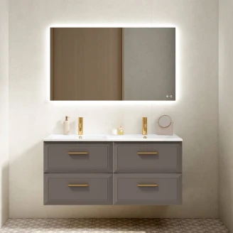 Dobbelt Servantskap Gold <strong>Tandem</strong>  Grå 120 cm med Servant Hvit Blank