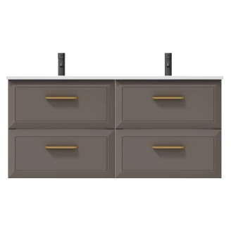 Dobbelt Servantskap Gold <strong>Tandem</strong>  Grå 120 cm med Servant Hvit Blank