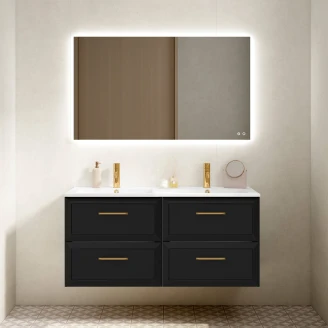 Dobbelt Servantskap Gold <strong>Tandem</strong>  Svart 120 cm med Servant Hvit Blank