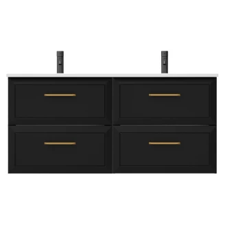 Dobbelt Servantskap Gold <strong>Tandem</strong>  Svart 120 cm med Servant Hvit Blank