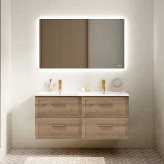 Dobbelt Servantskap Gold <strong>Tandem</strong>  Eik 120 cm med Servant Hvit Blank