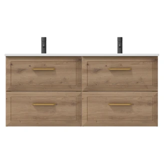 Dobbelt Servantskap Gold <strong>Tandem</strong>  Eik 120 cm med Servant Hvit Blank