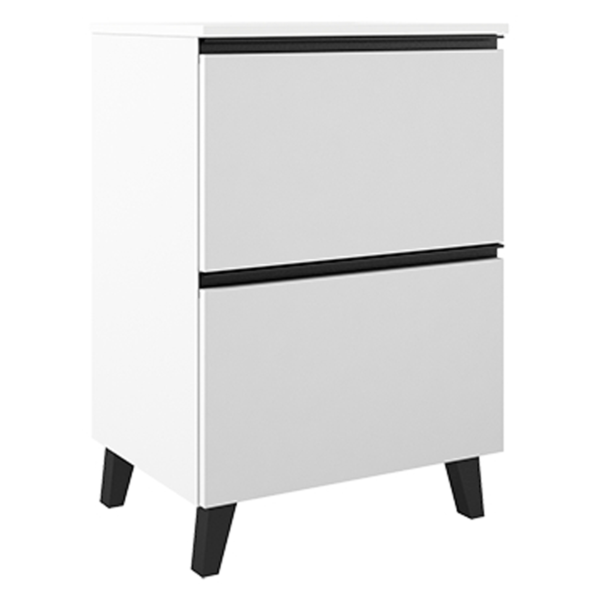 Servantskap Luna Hvit 60 cm med Två Skuffer & Servant Hvit Blank
