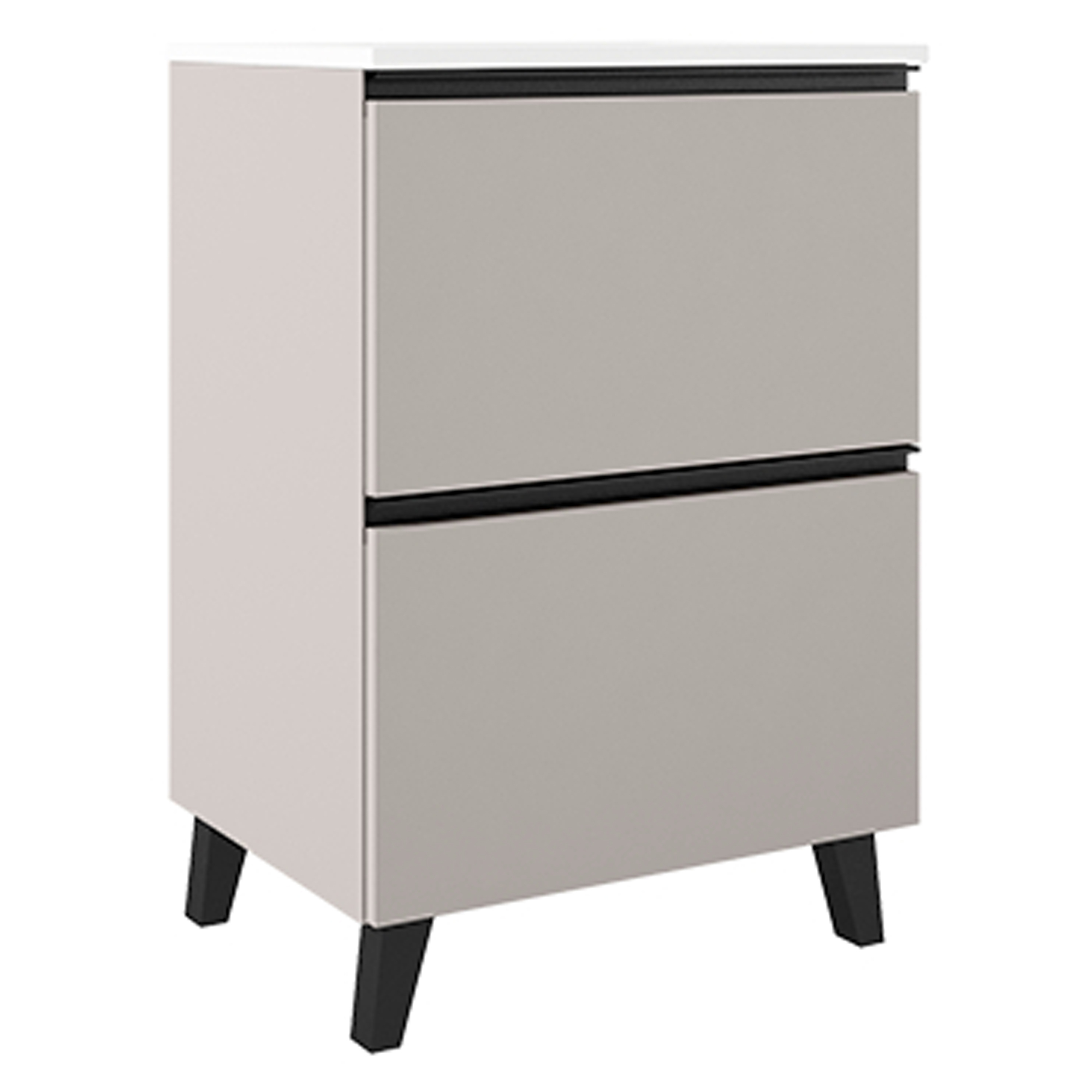 Servantskap Luna Beige 60 cm med Två Skuffer & Servant Hvit Blank