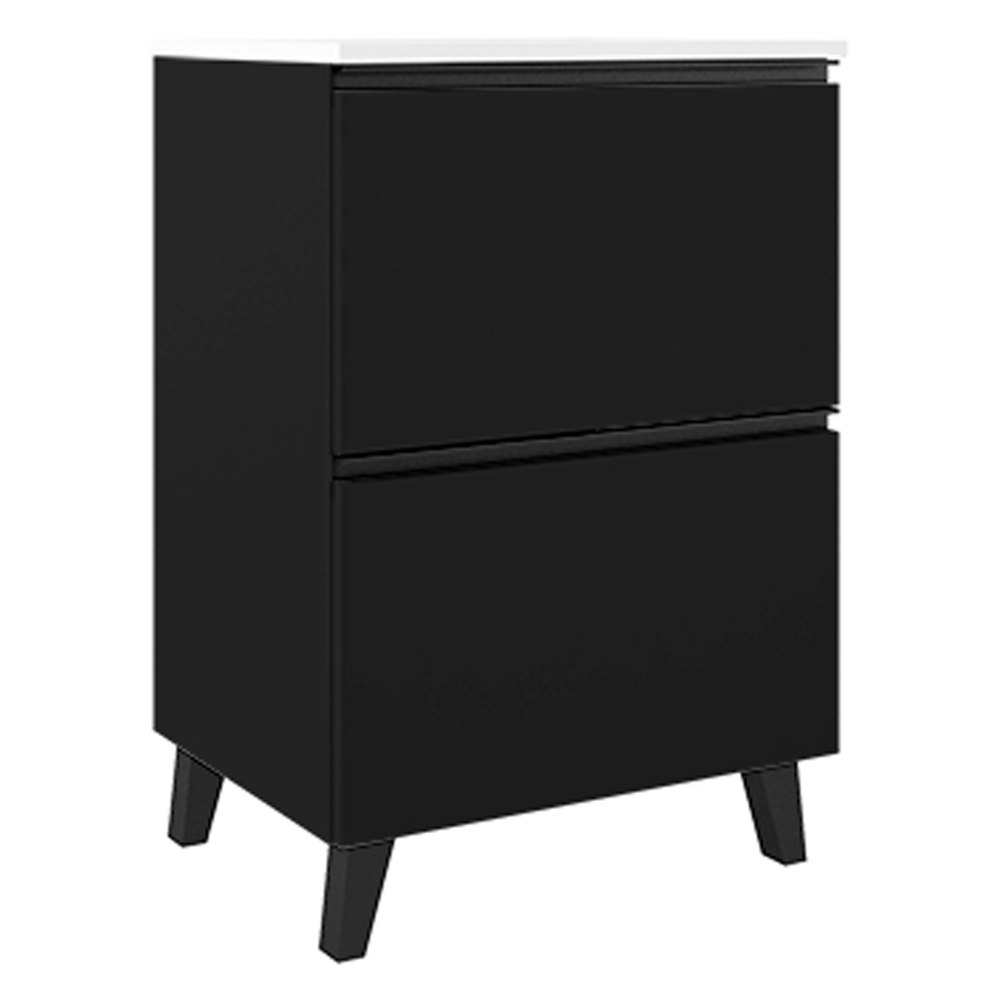 Servantskap Luna Svart 60 cm med Två Skuffer & Servant Hvit Blank