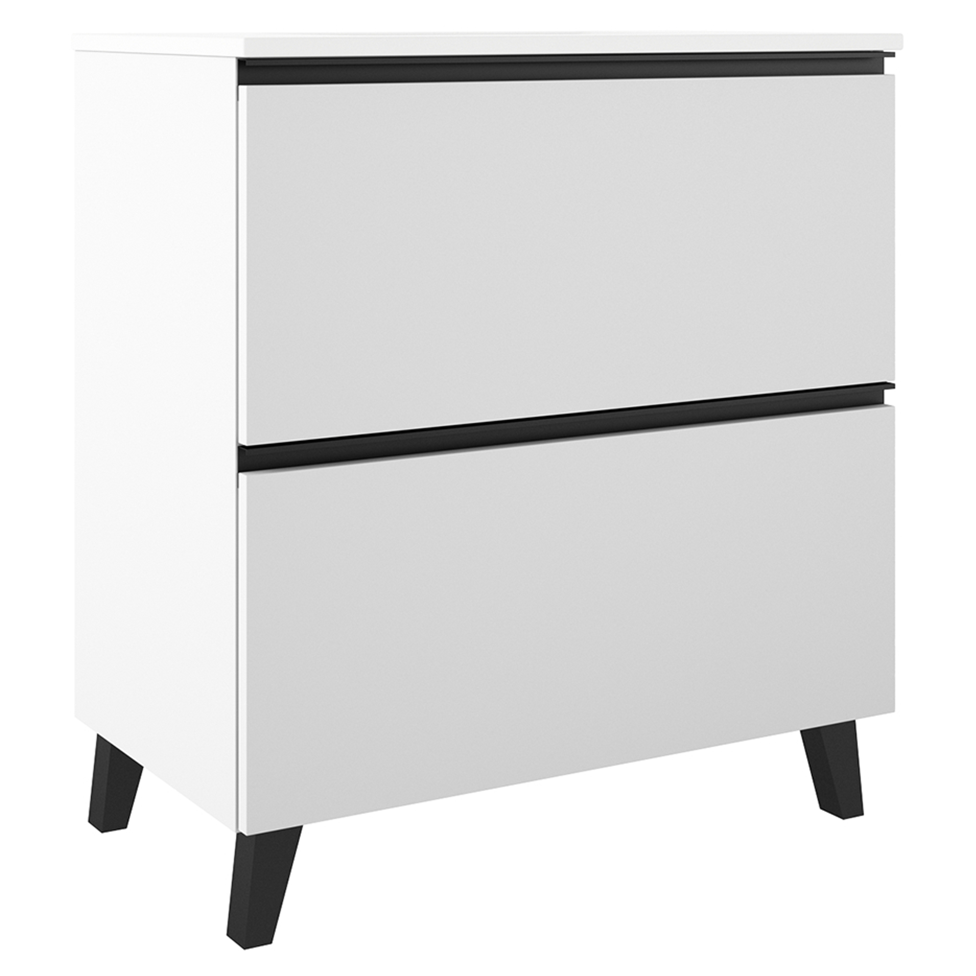 Servantskap Luna Hvit 80 cm med Två Skuffer & Servant Hvit Blank