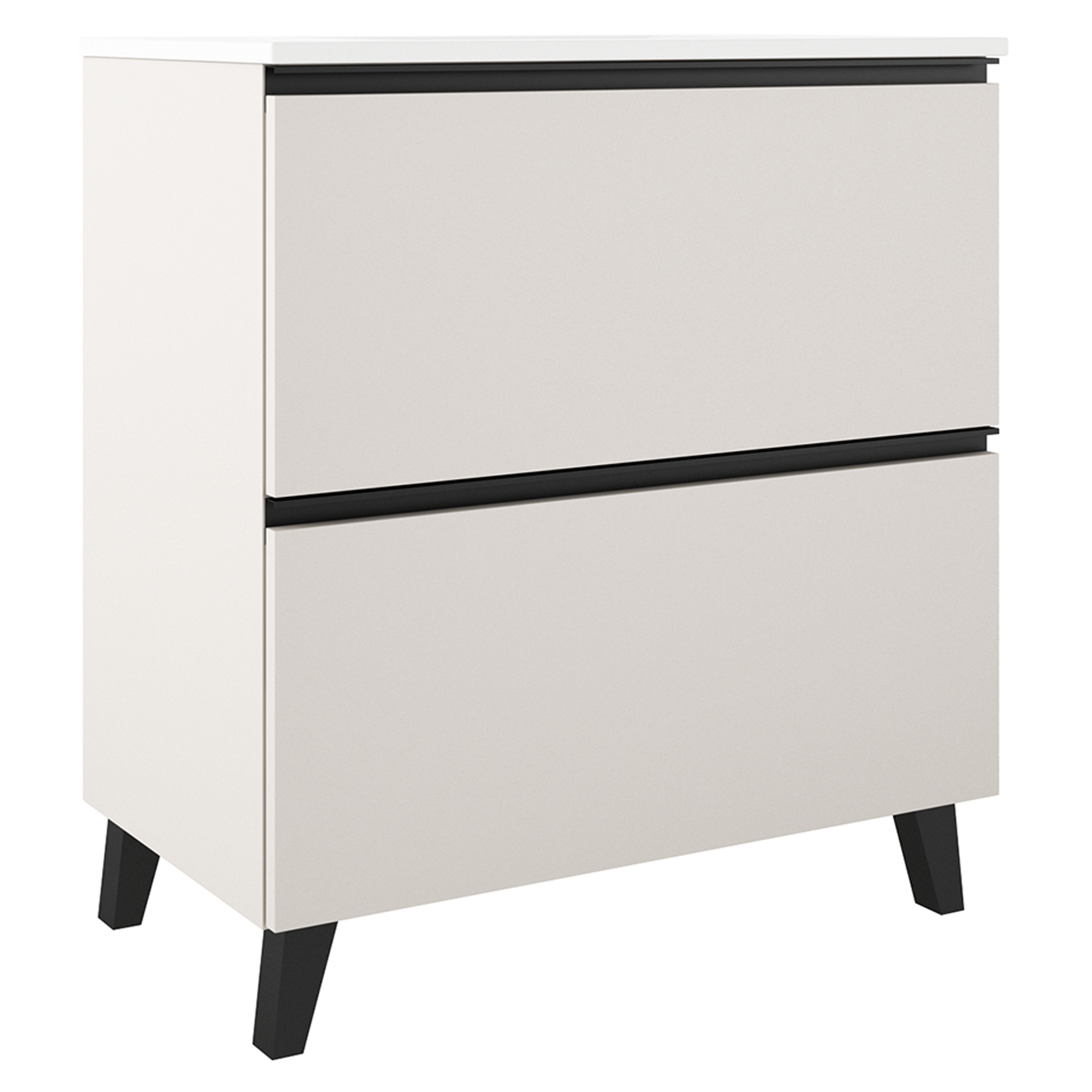 Servantskap Luna Beige 80 cm med Två Skuffer & Servant Hvit Blank