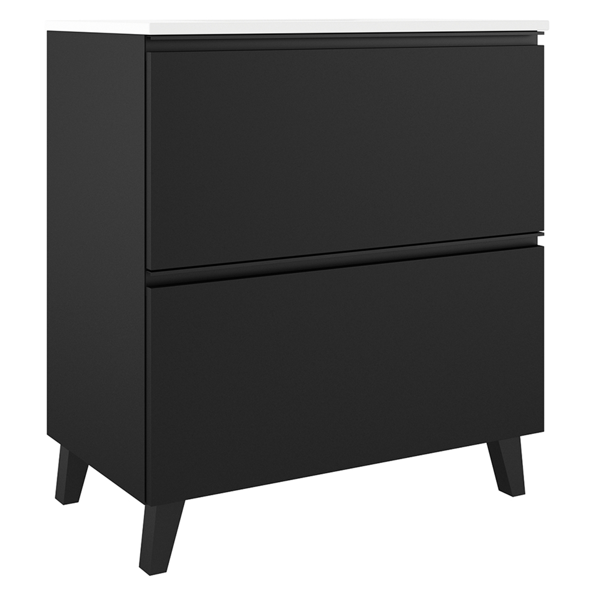 Servantskap Luna Oliv 80 cm med Två Skuffer & Servant Hvit Blank