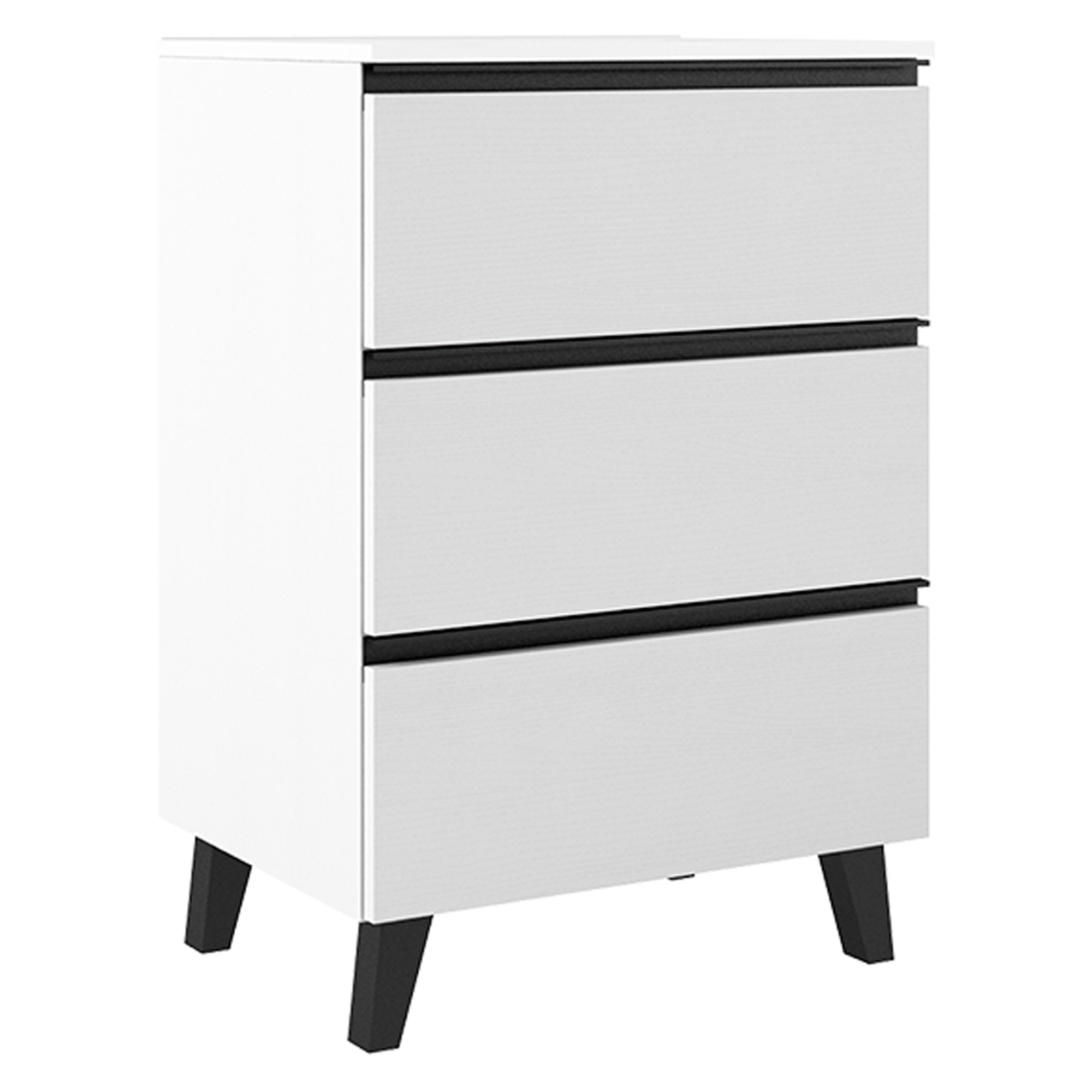 Servantskap Luna Hvit 60 cm med Tre Skuffer & Servant Hvit Blank