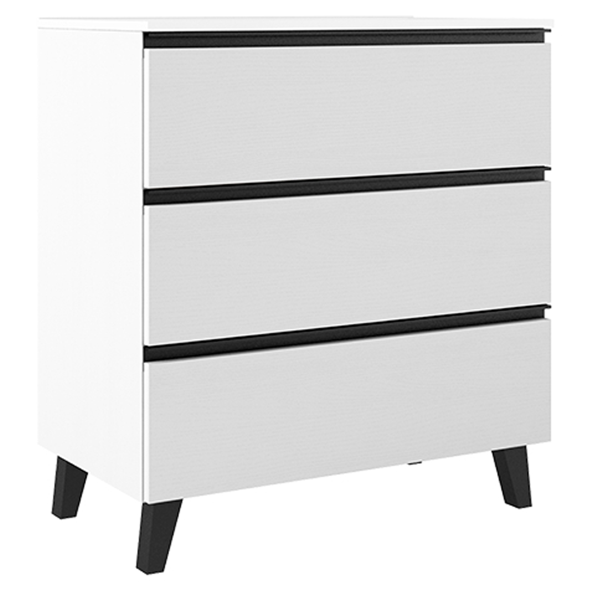 Servantskap Luna Hvit 80 cm med Tre Skuffer & Servant Hvit Blank