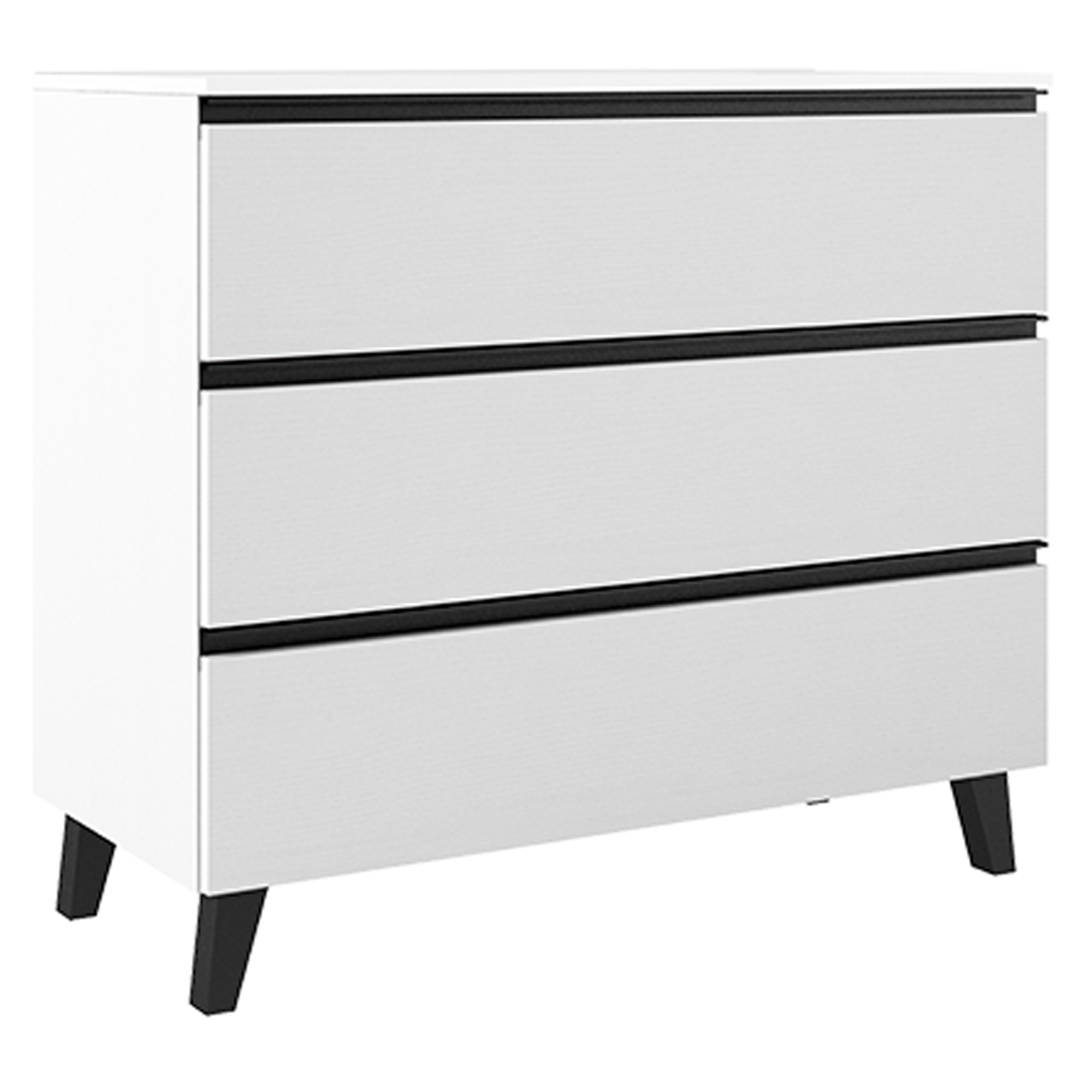 Servantskap Luna Hvit 100 cm med Tre Skuffer & Servant Hvit Blank