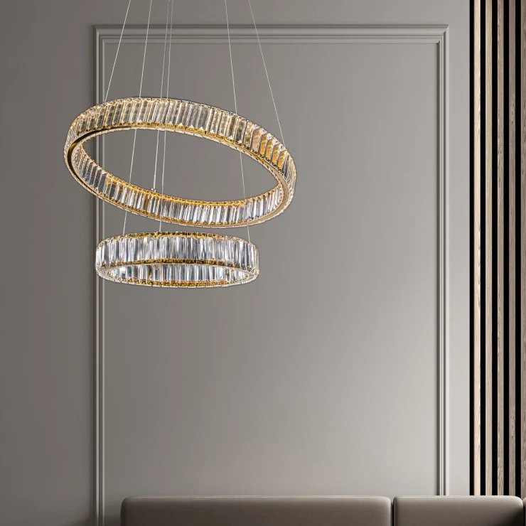 Nova Luce Hengende Lampe Aurelia Gull Duo Ø 60 og Ø 40 cm