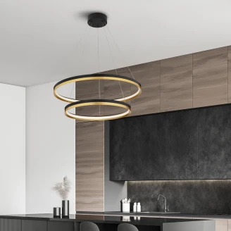 Nova Luce Hengende Lampe <strong>Cantria</strong>  Svart, Gull Ø 80 og Ø 60 cm