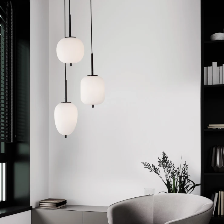 Nova Luce Hengende Lampe Trio Lato Svart, Hvit