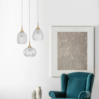 Nova Luce Hengende Lampe Vario Gull, Transparent