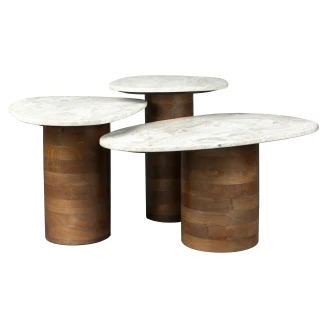 Dutchbone Sett med 3 Sidebord <strong>Suki</strong>  Brun, Hvit