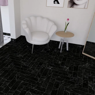 Marmor Gulvflis <strong>Palazzo</strong>  Svart Matt 10x49 cm