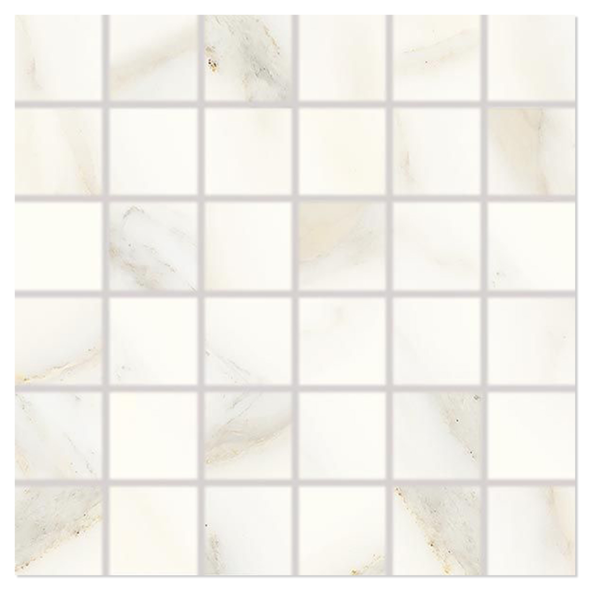 Mosaikkflis Kaffe Vit Blank 30x30 (5x5) cm