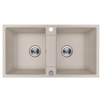 Granitt Kjøkkenvask <strong>Fumo</strong>  Beige Matt 80x44 cm med Vannlås