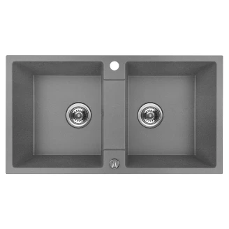 Granitt Kjøkkenvask <strong>Fumo</strong>  Grå Matt 80x44 cm med Vannlås