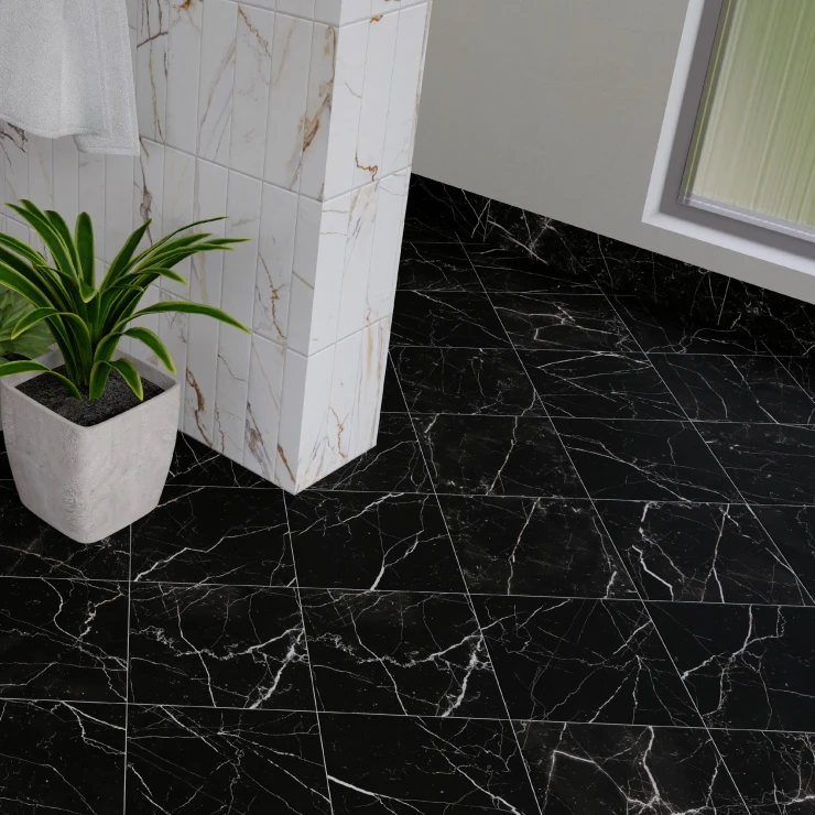 Marmor Gulvflis Palazzo Svart Matt 23x23 cm