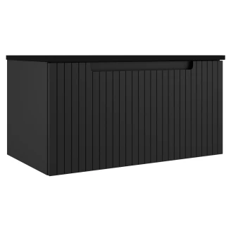 Tvättställsskåp <strong>Ribb</strong>  Svart Matt 80 cm med Svart Bänkskiva