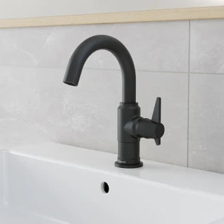 Servantbatteri med Ett Håndtak <strong>Temisto</strong>  Svart Matt 22.7 cm