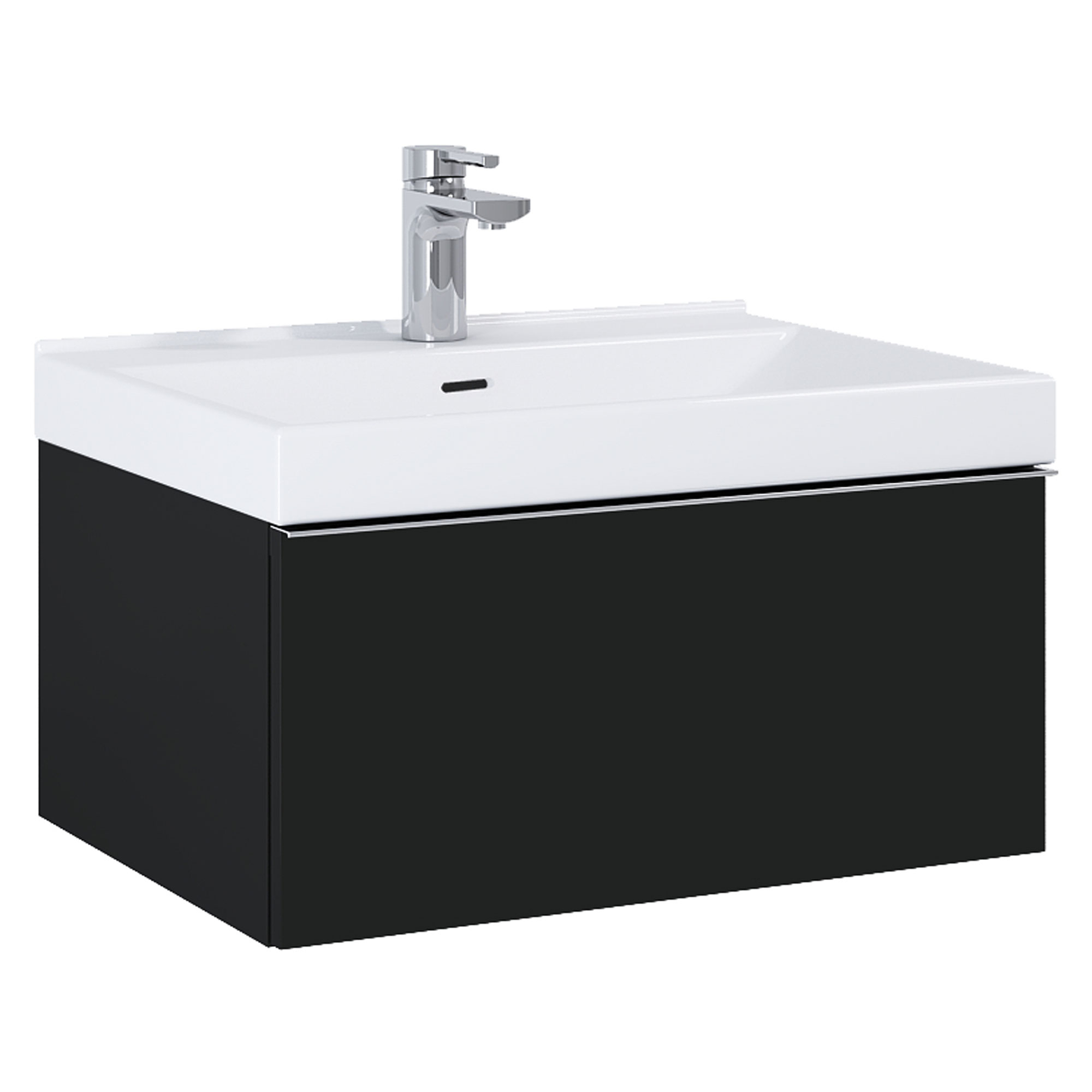 Servantskap Jardin Svart Matt 60 cm med Servant Hvit Blank & Håndtaken Krom