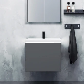 Servantskap Push-open <strong>Vårregn</strong>  Grå Matt 60 cm med Servant Hvit Blank