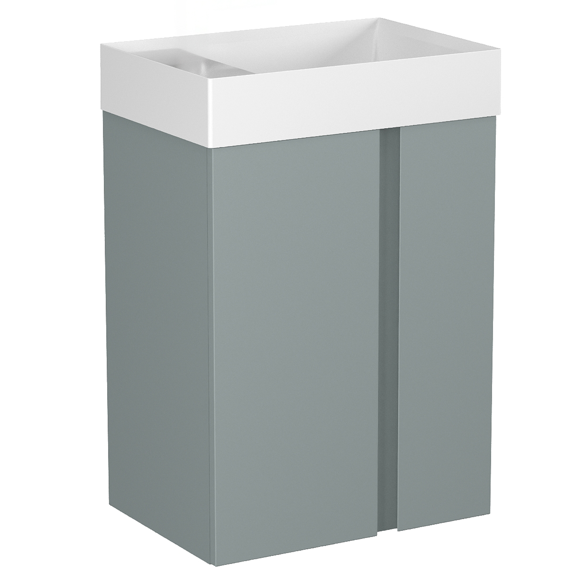 Servantskap Brio Grønn Matt 49 cm med Handfat Hvit Blank Uten Hull