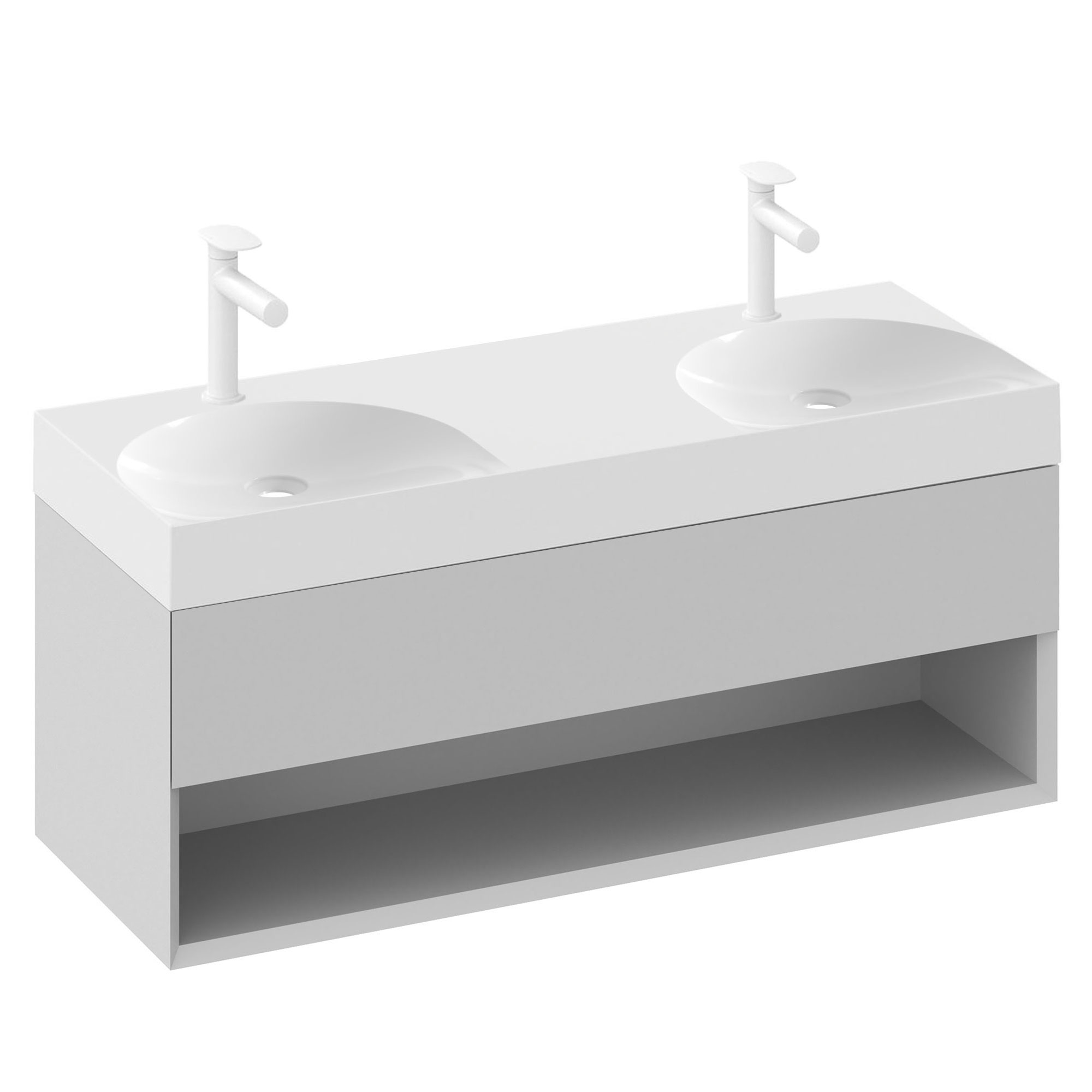Ravak Servantskap Lite Grå Matt 120 cm med Dobbelt Servant