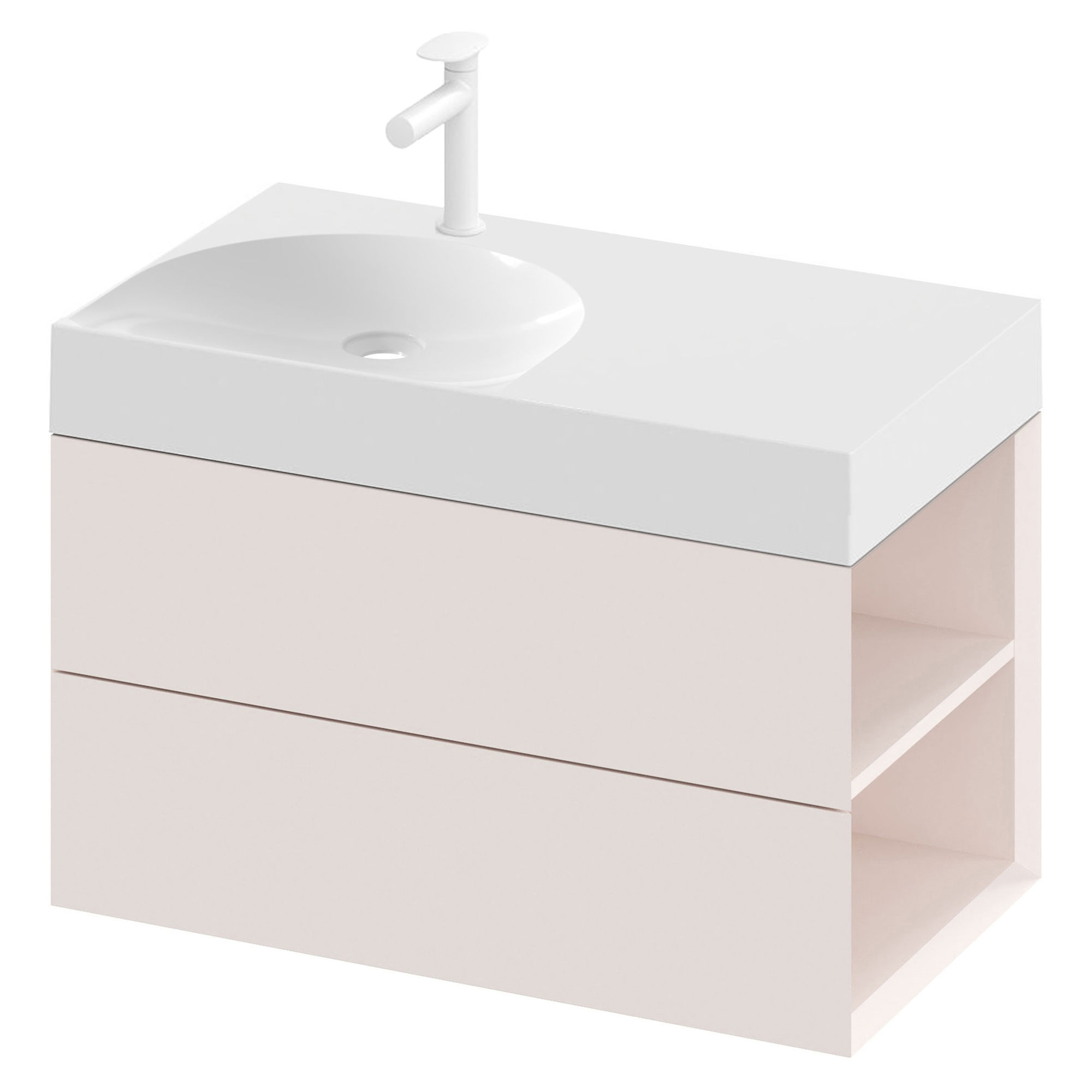 Ravak Servantskap Lite Rosa Matt med 2 Skuffer 80 cm Venstre & Servant S