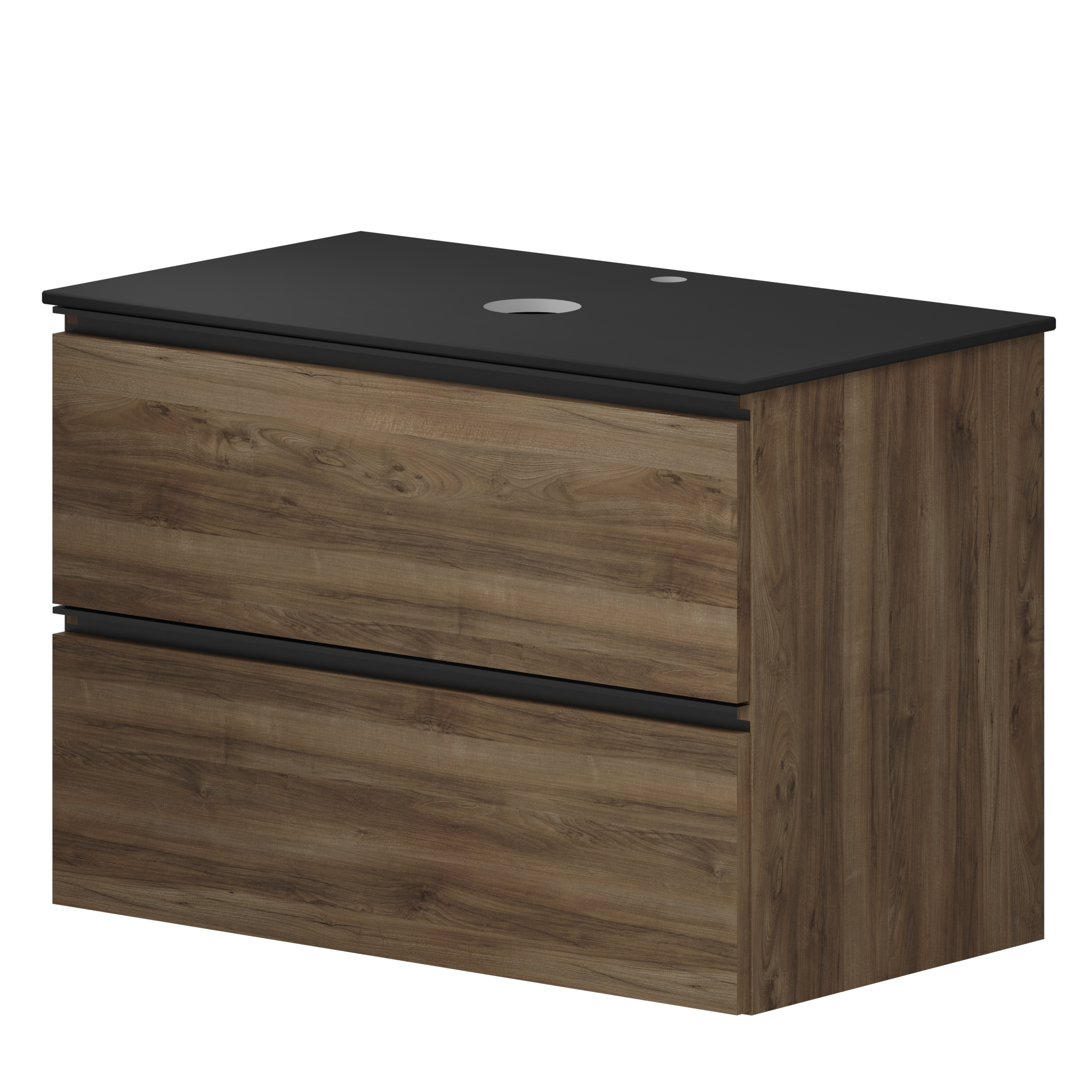 Servantskap Valnøtt Luna Tre 80 cm med Cosentino Benkplate Dekton Svart Matt