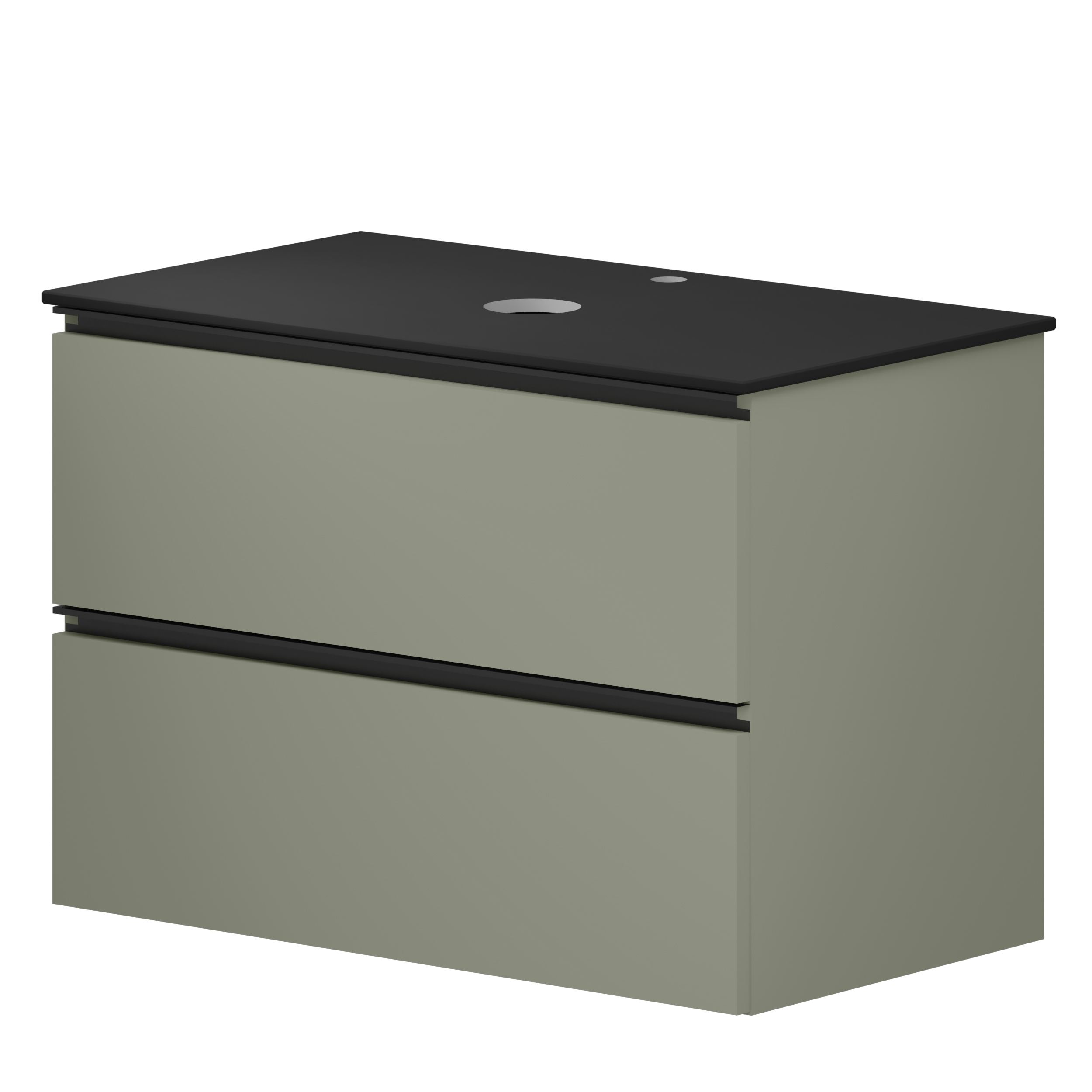Servantskap Luna Oliv 80 cm med Cosentino Benkplate Dekton Svart Matt