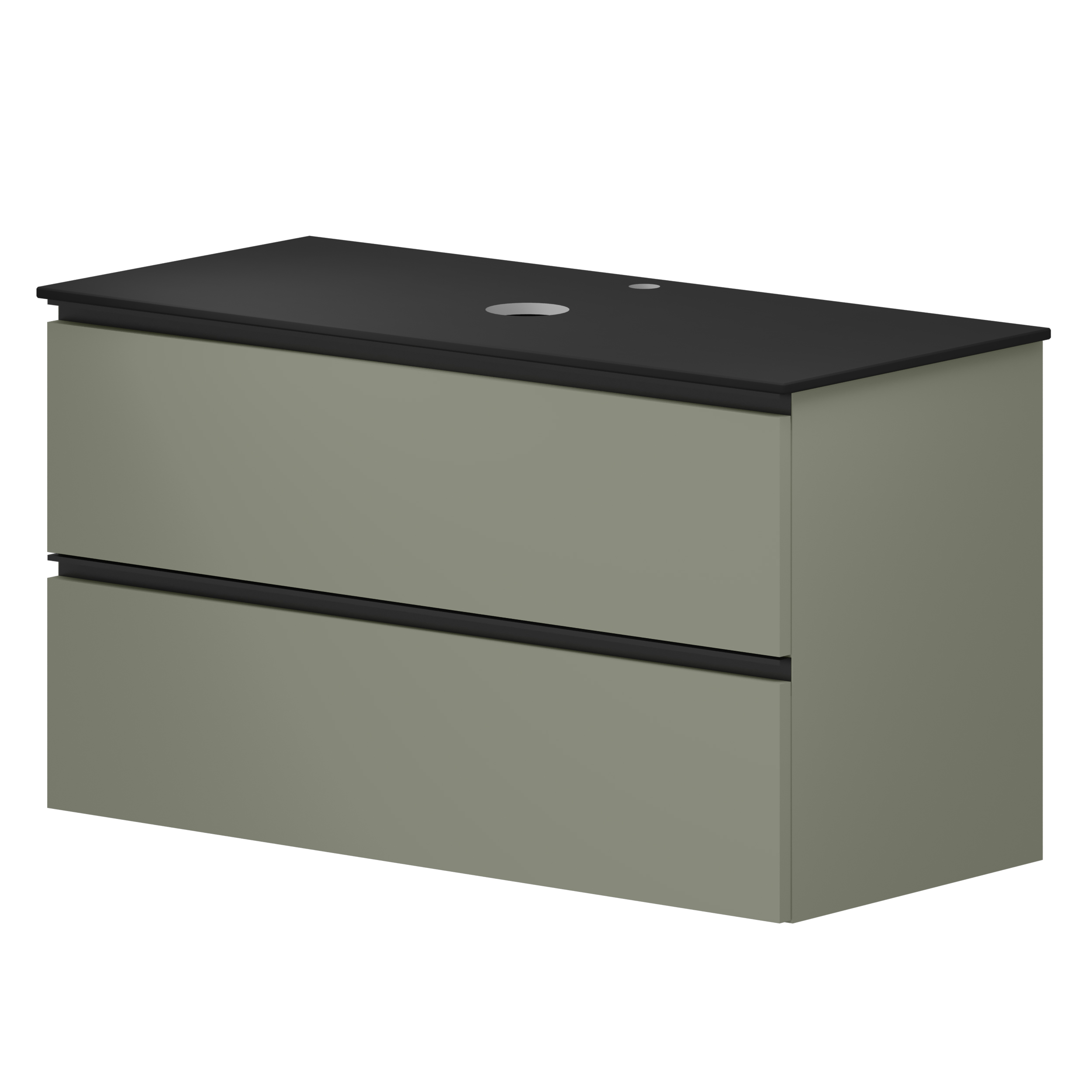 Servantskap Luna Oliv 100 cm med Cosentino Benkplate Dekton Svart Matt