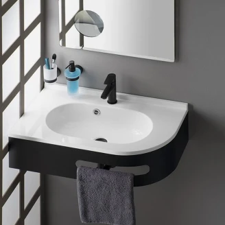 Servant <strong>Treo</strong>  Hvit Blank 75x45 cm med Konsoll & Håndkleholder Venstre