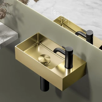 Servant <strong>Elysian</strong>  Smidesmetall 37x18 cm Guld Matt med Bunnventil